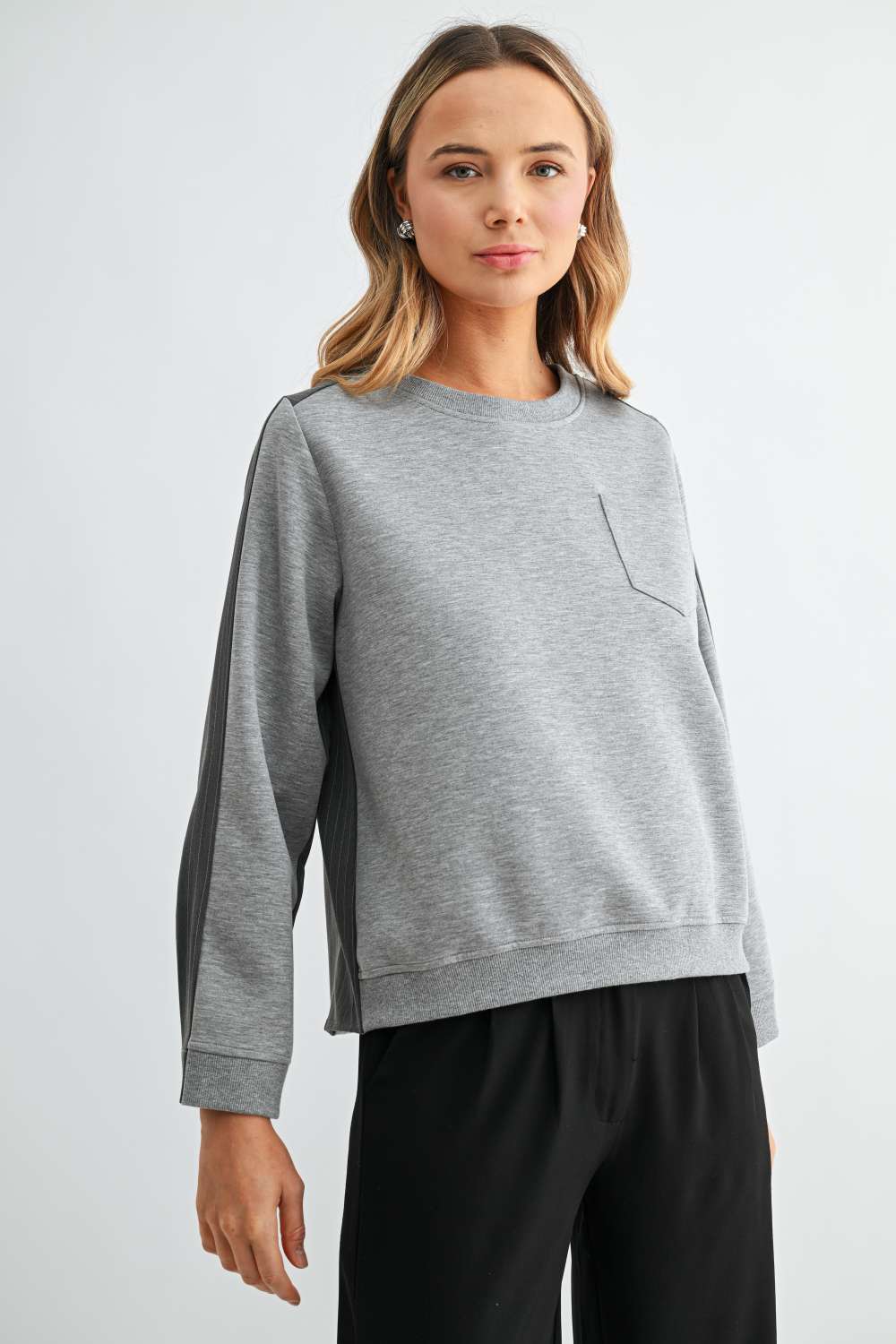 Karter Pinstripe Pleated Back Top