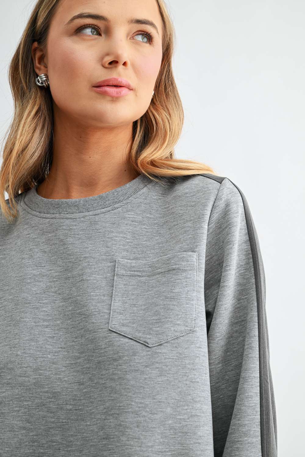 Karter Pinstripe Pleated Back Top