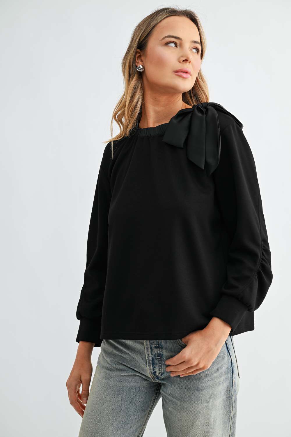 Karl Knit Bow-Tie Shoulder Top
