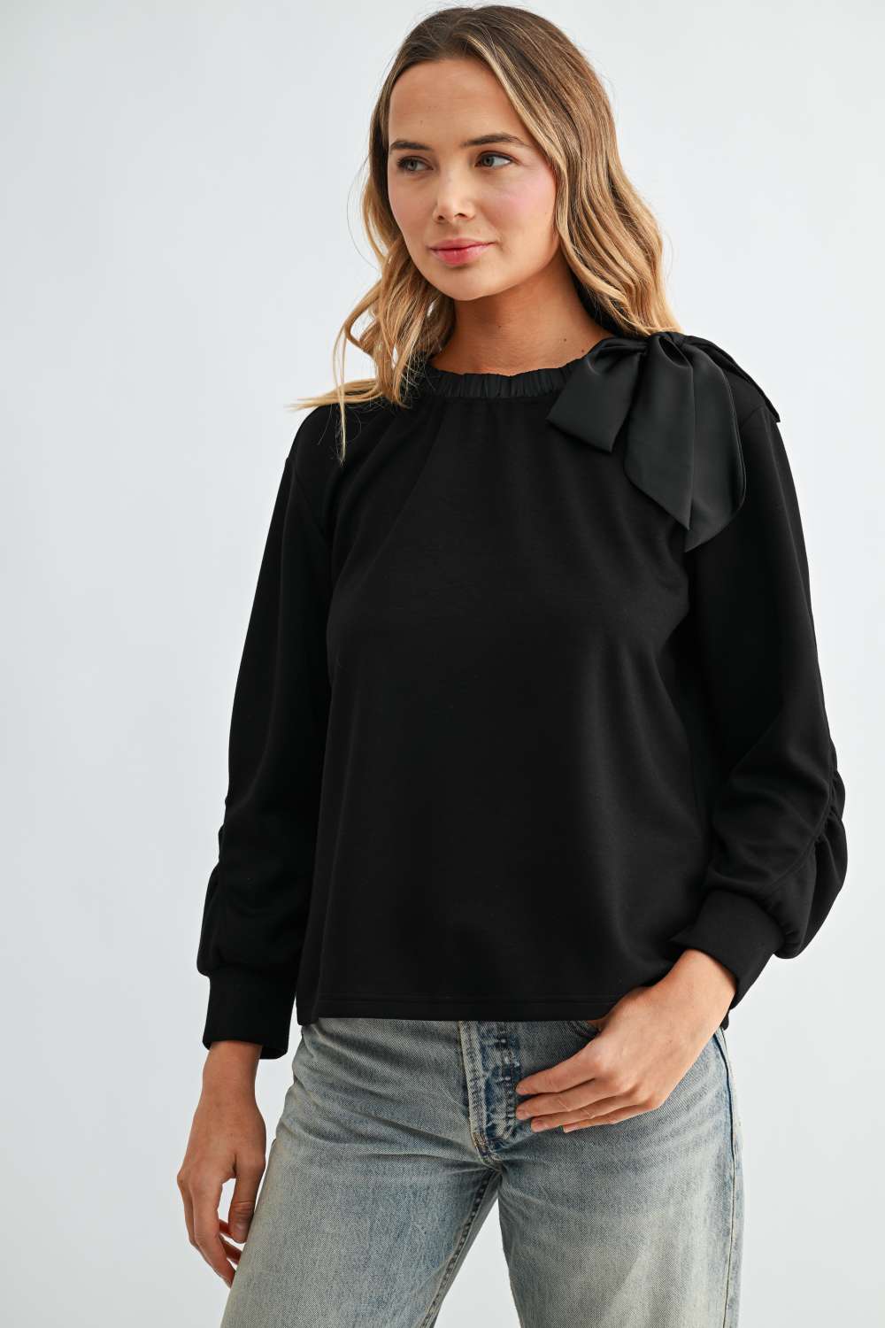 Karl Knit Bow-Tie Shoulder Top