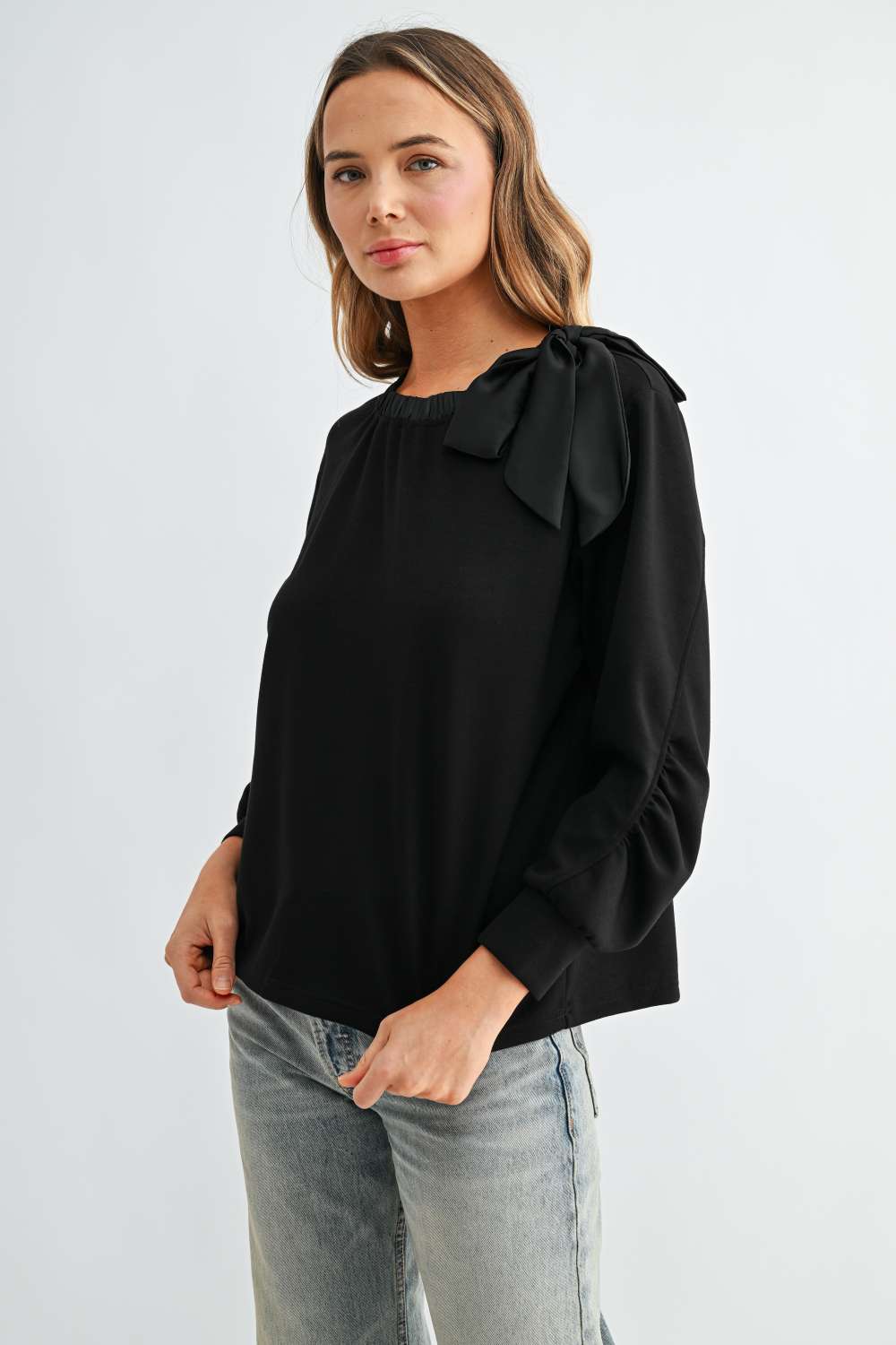 Karl Knit Bow-Tie Shoulder Top
