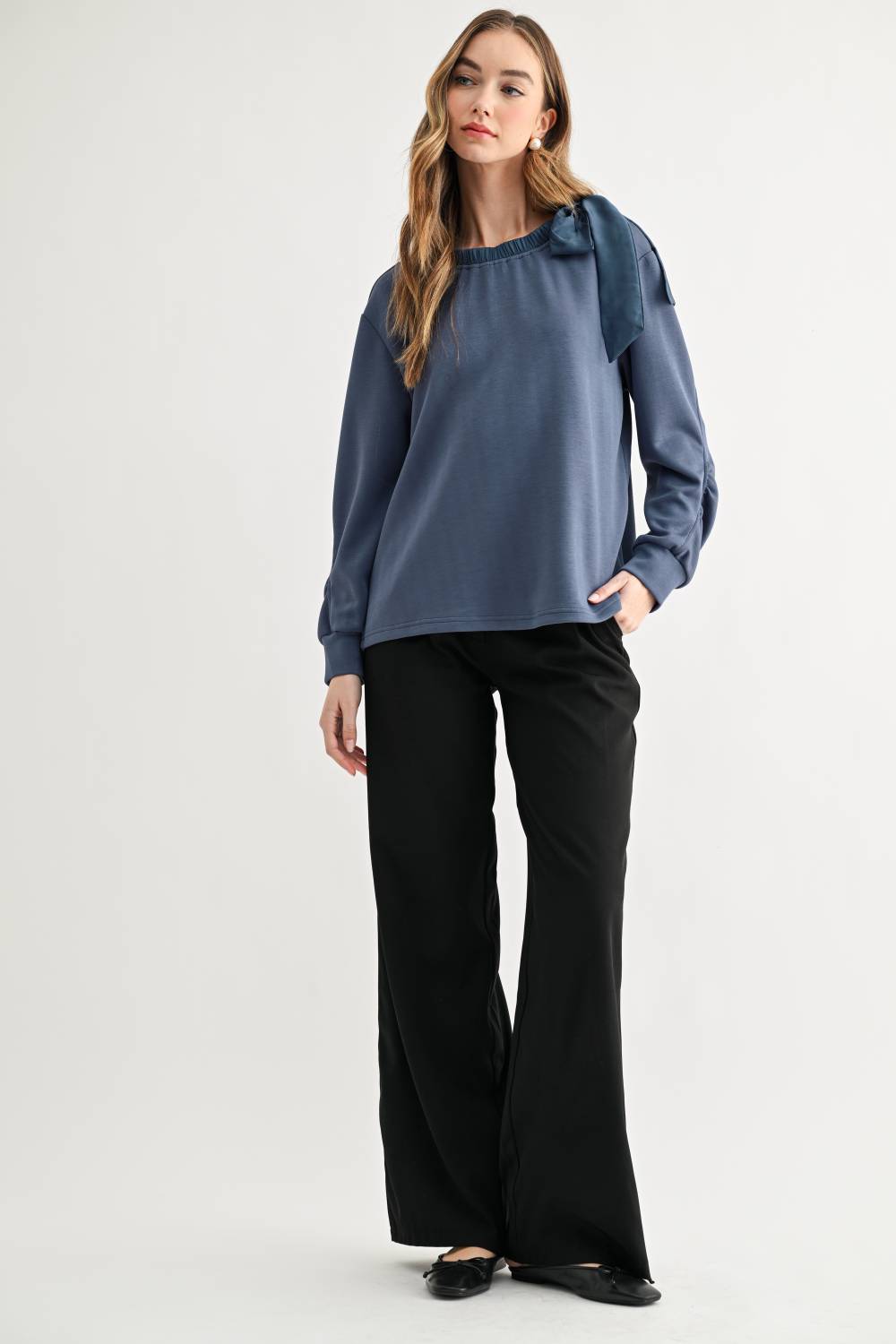 Karl Knit Bow-Tie Shoulder Top