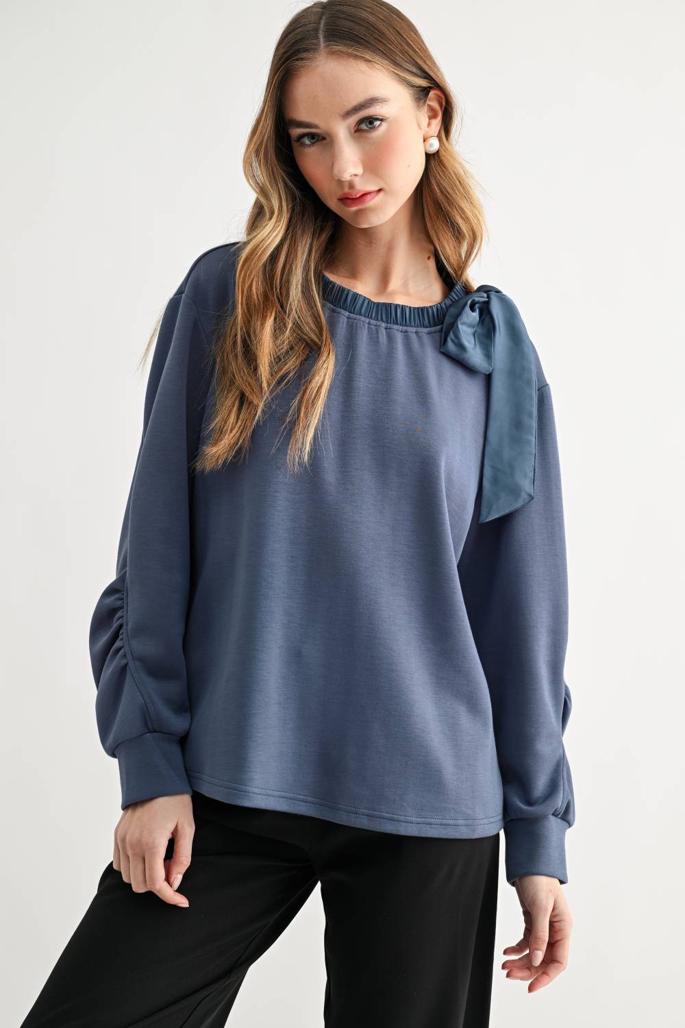 Karl Knit Bow-Tie Shoulder Top