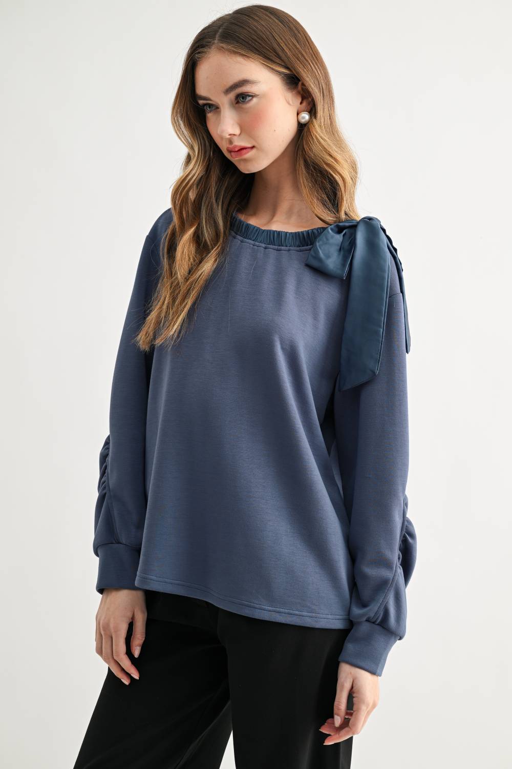Karl Knit Bow-Tie Shoulder Top