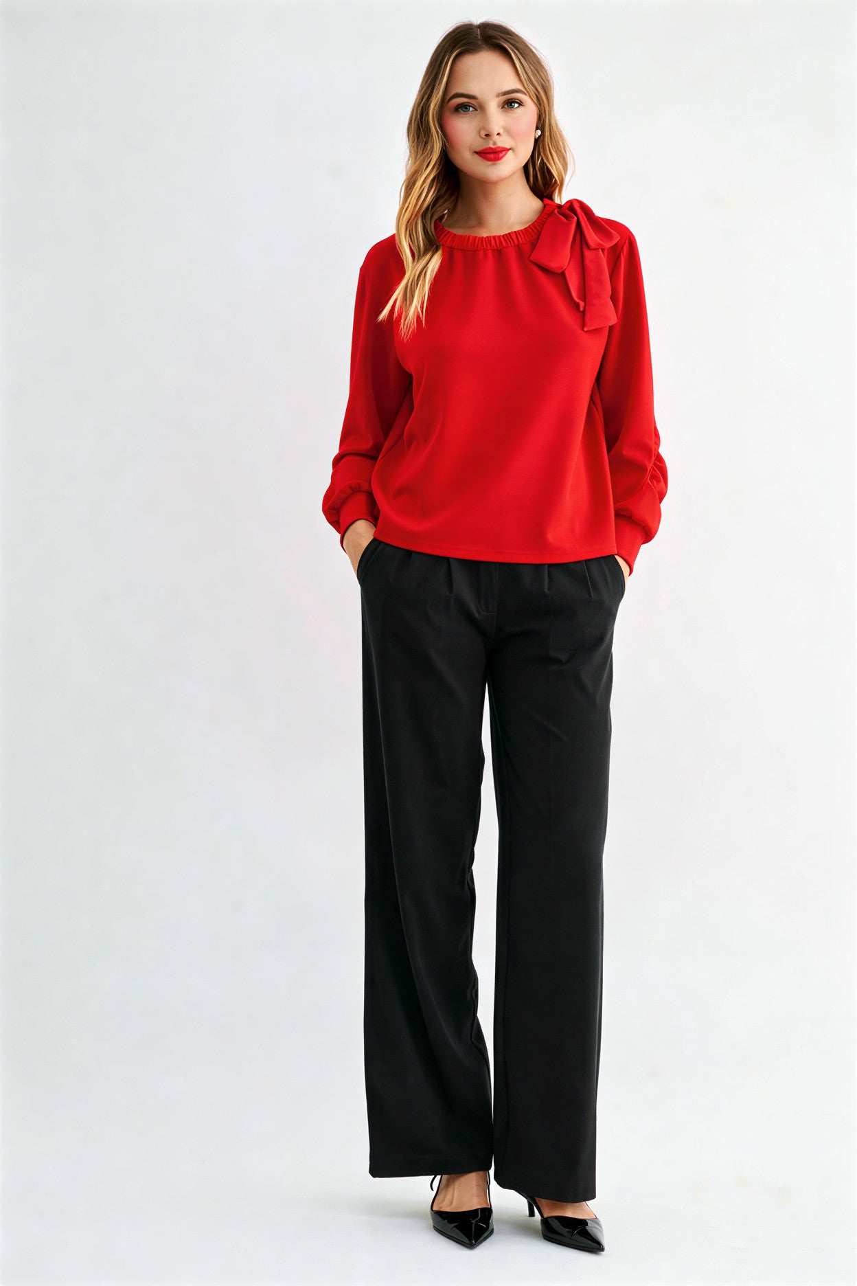 Karl Knit Bow-Tie Shoulder Top