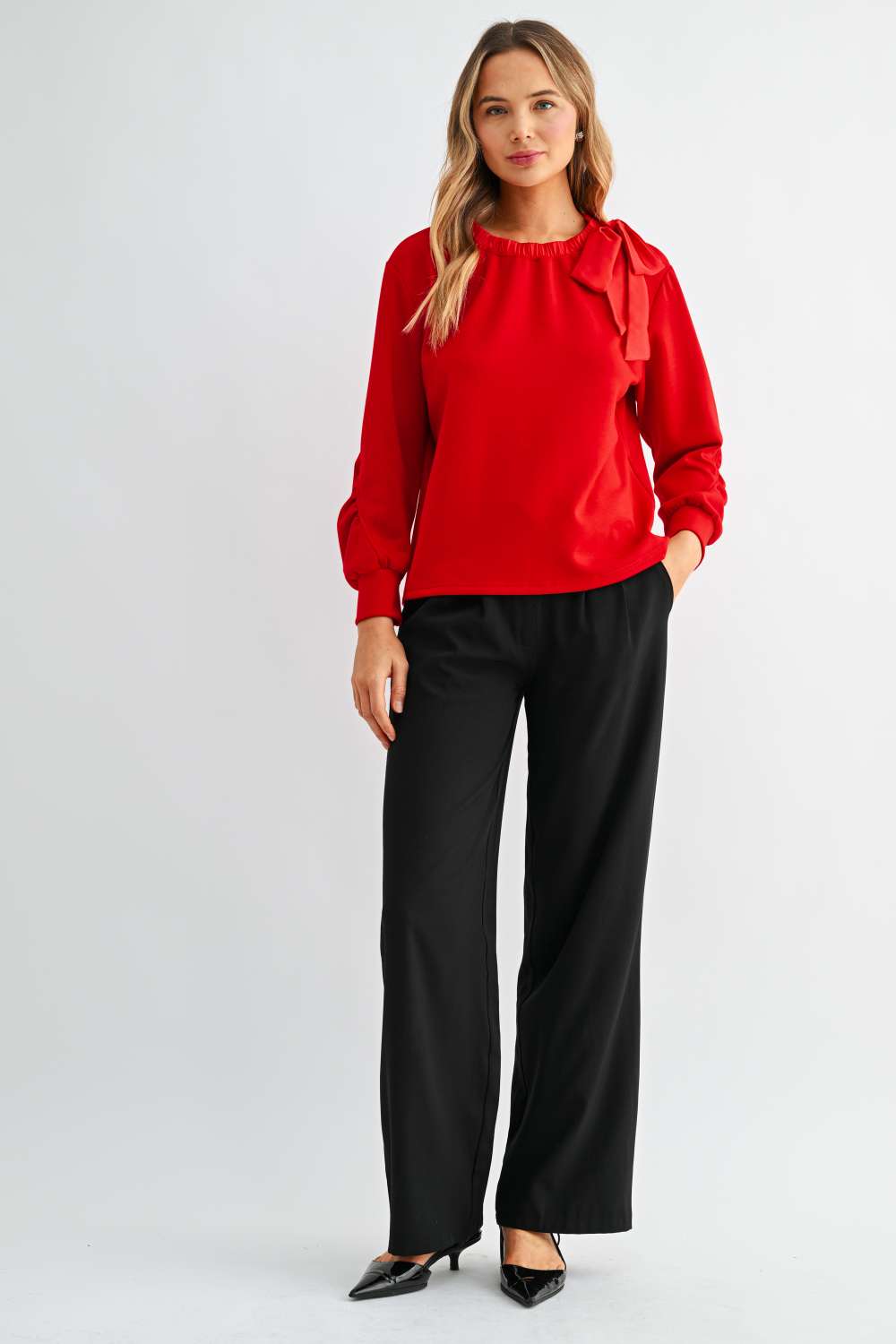 Karl Knit Bow-Tie Shoulder Top