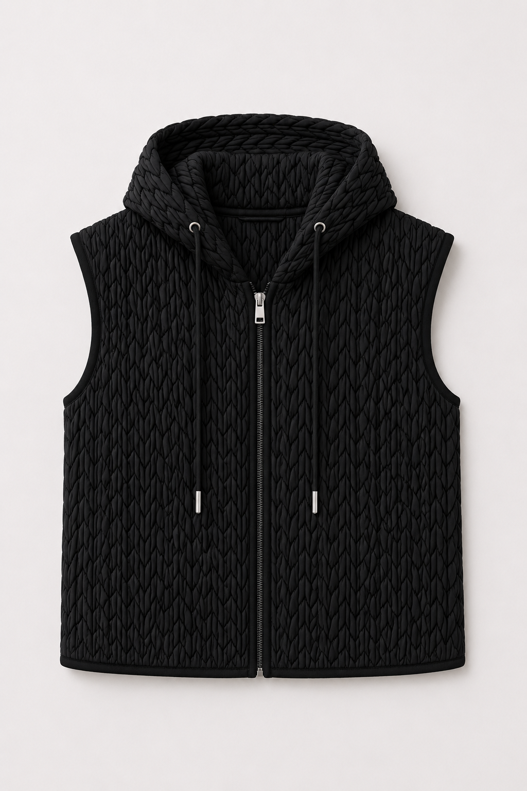 Jaylen Textured Hooded Zip Up Vest