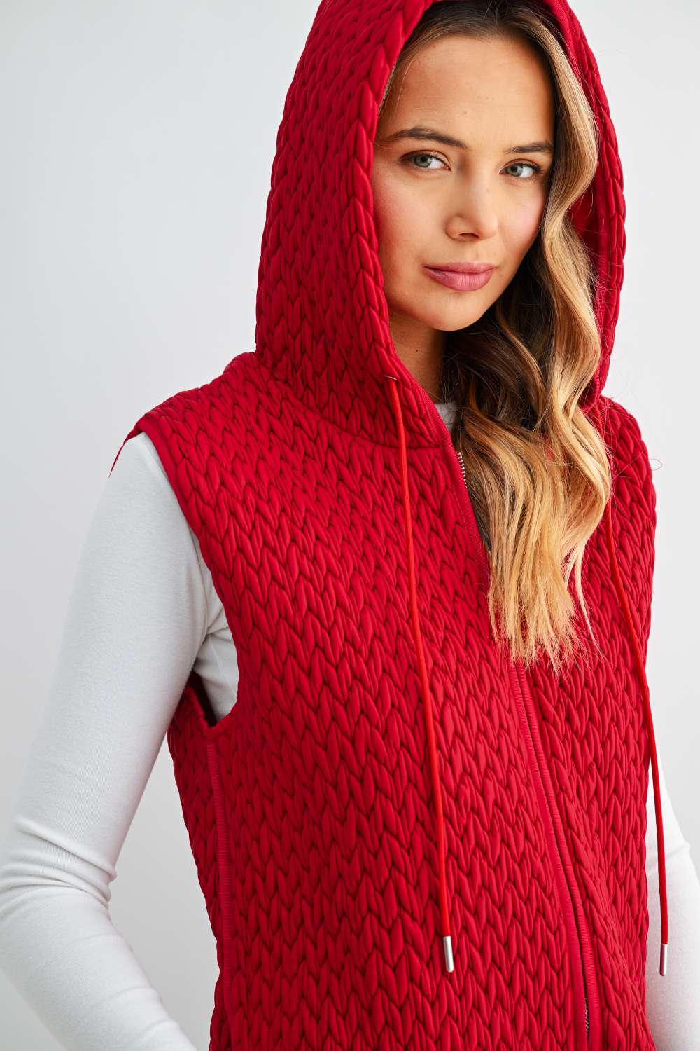 Jaylen Textured Hooded Zip Up Vest