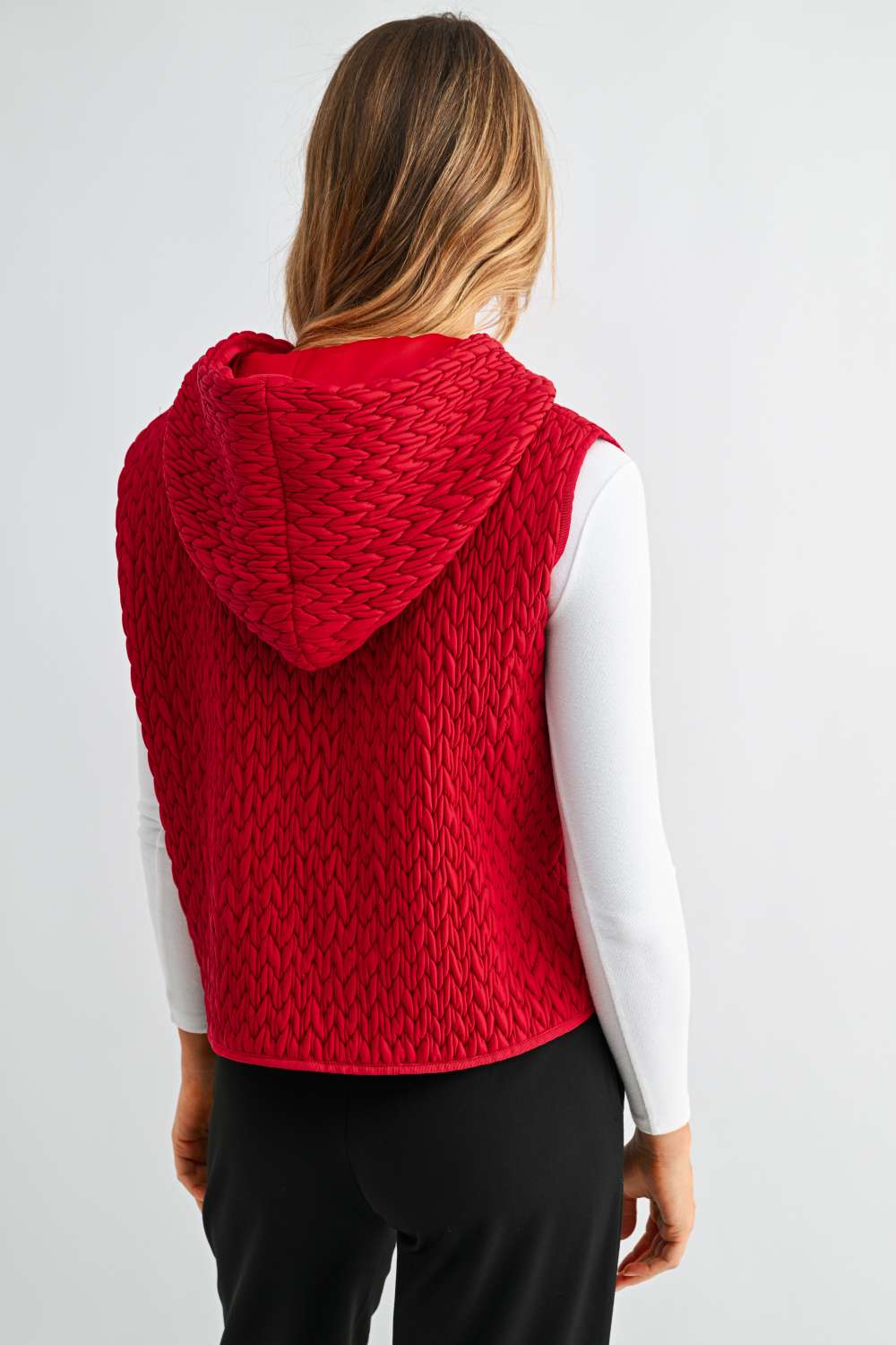 Jaylen Textured Hooded Zip Up Vest
