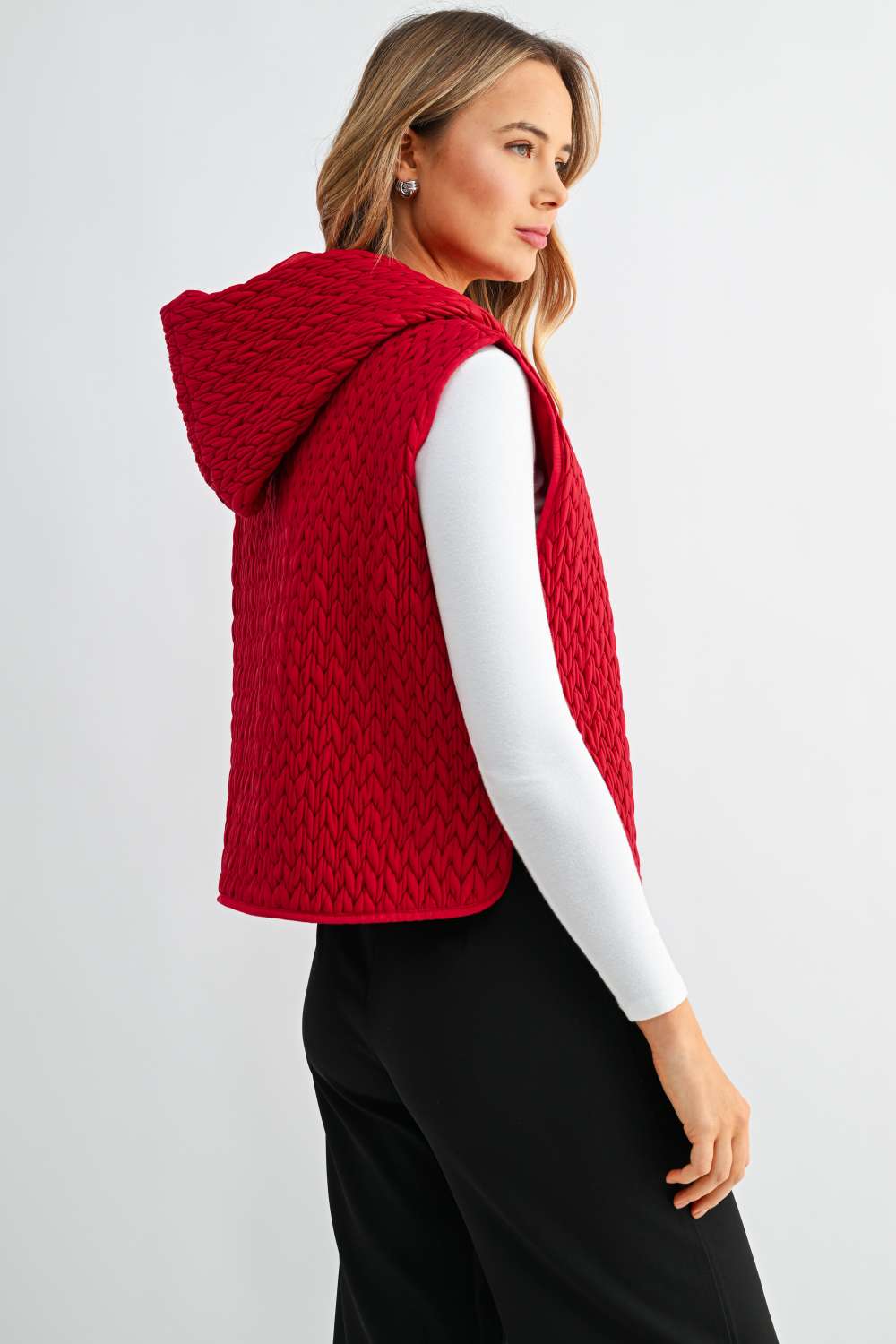 Jaylen Textured Hooded Zip Up Vest