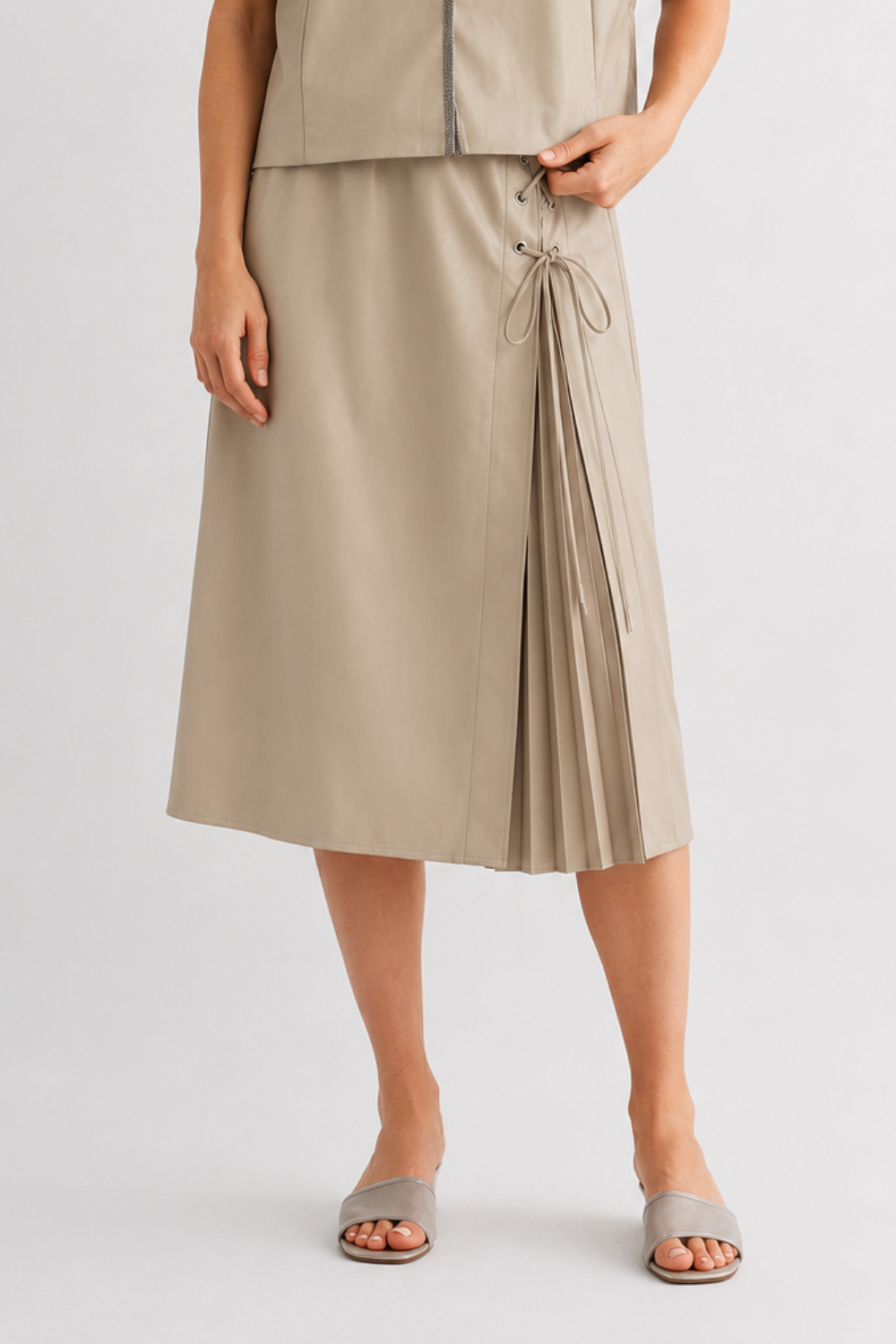 Sebastian Leather Pleated Skirt