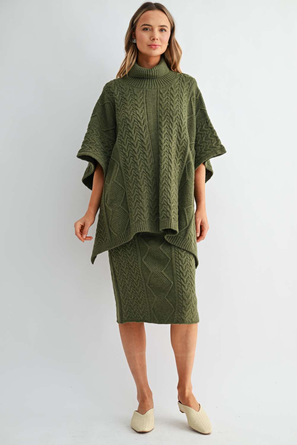 Samuel Cable Knit Sweater Poncho