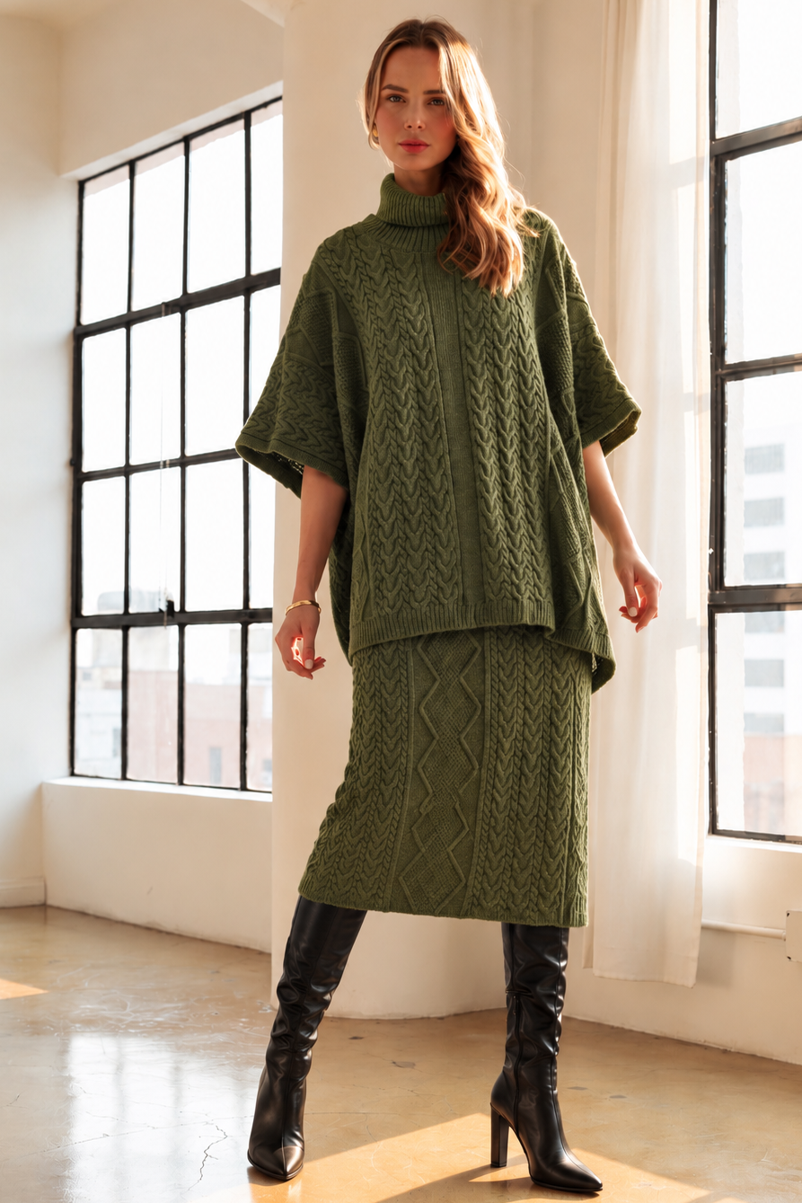 Samuel Cable Knit Sweater Poncho
