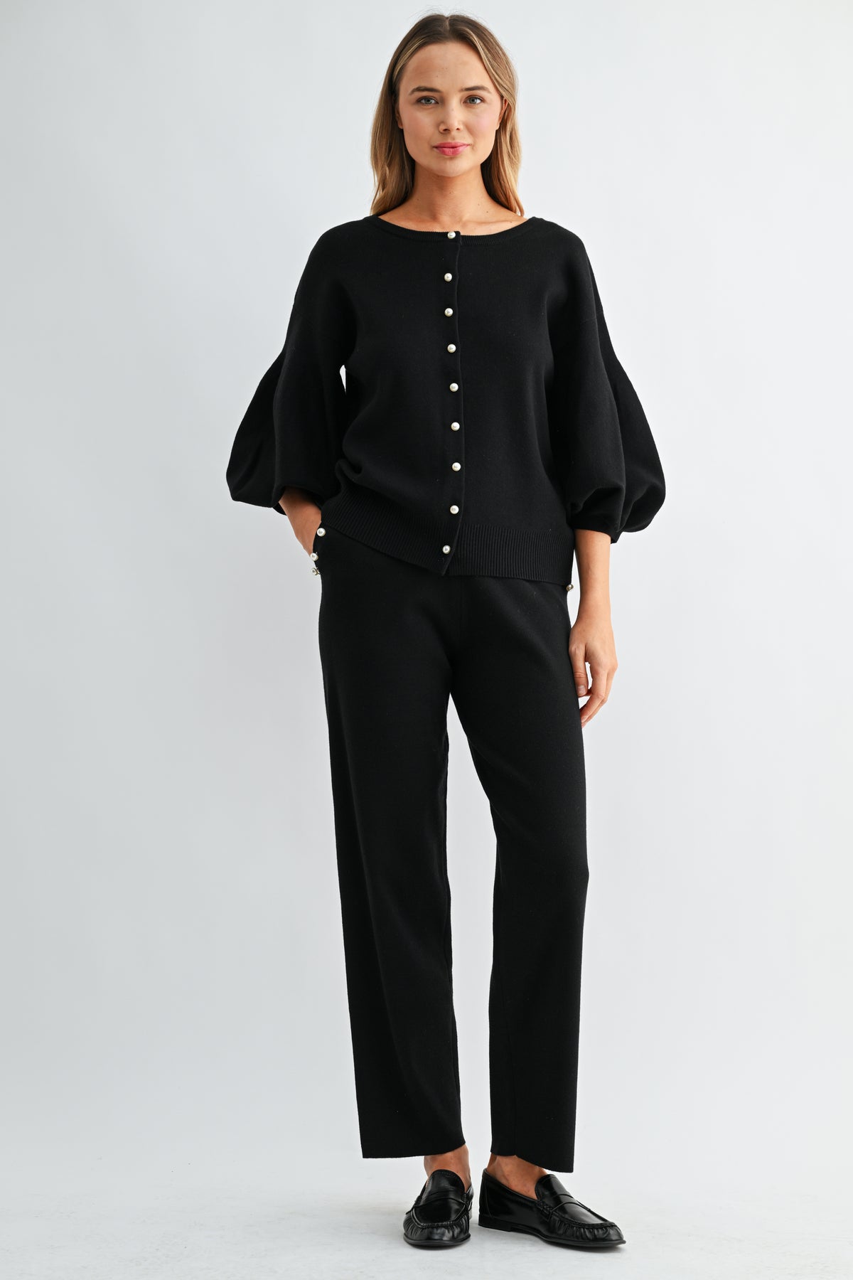 Sergio Knitted Sweater Cardigan with Pearls