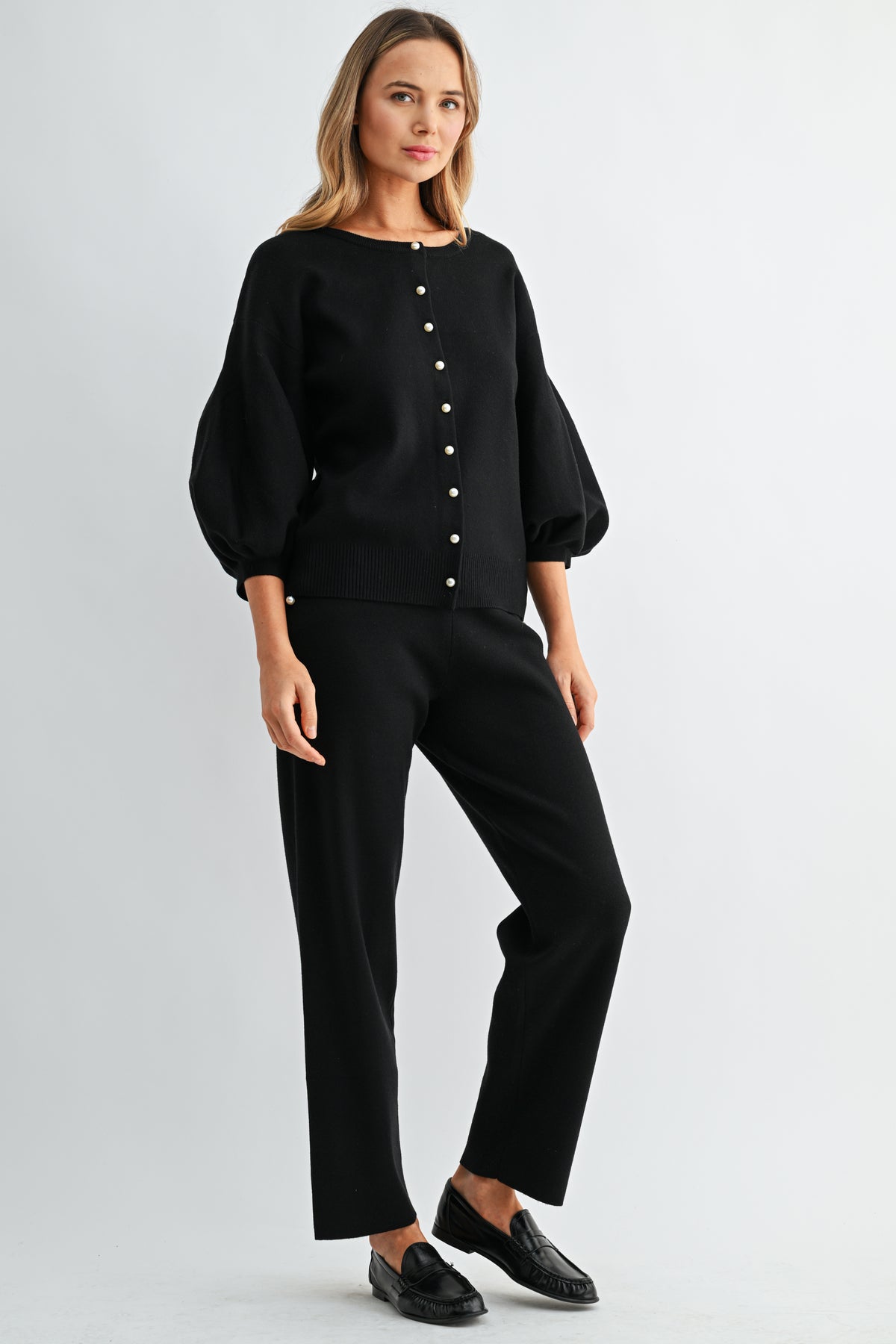 Sergio Knitted Sweater Cardigan with Pearls