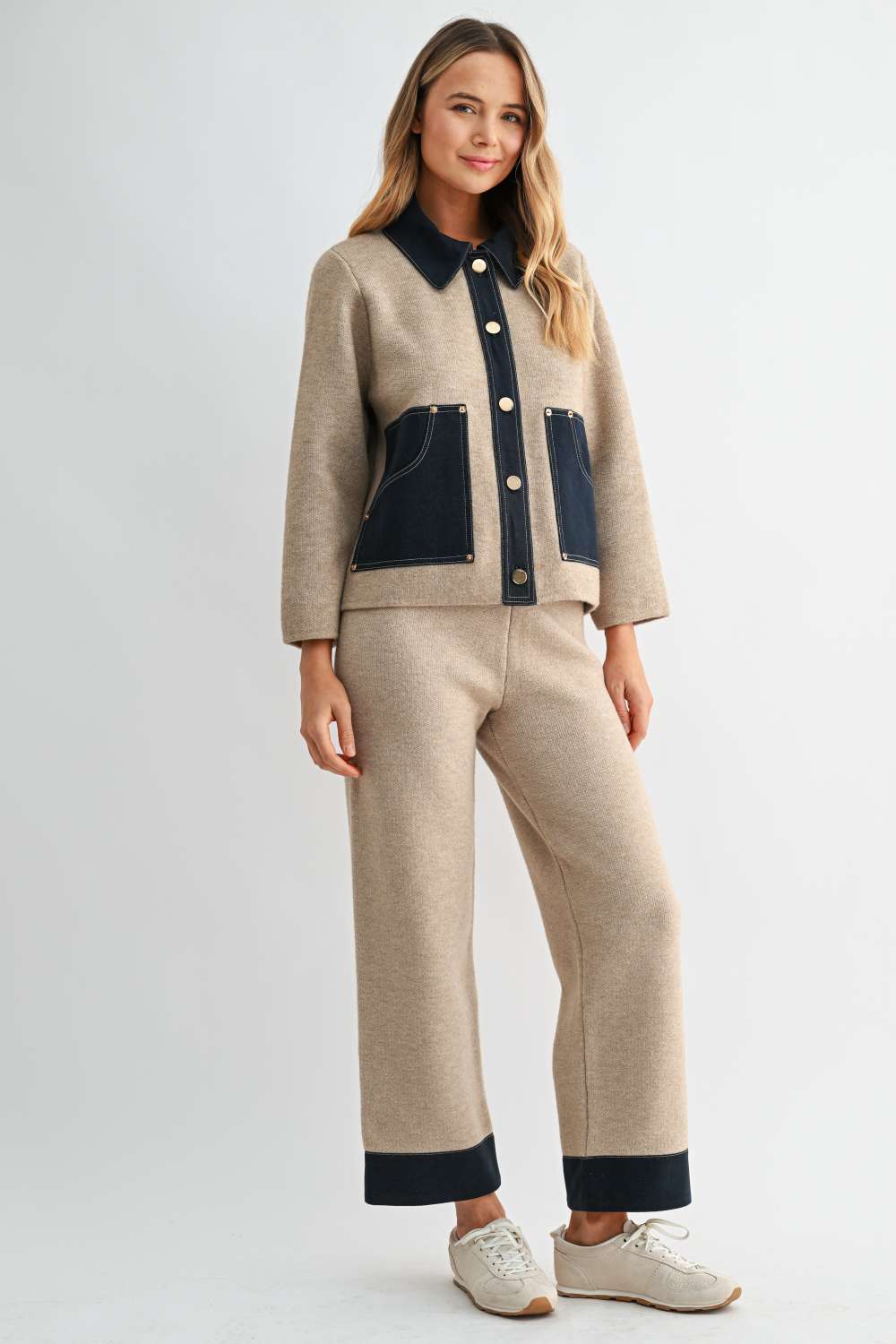 Sam Textured Knit Jacket with Denim
