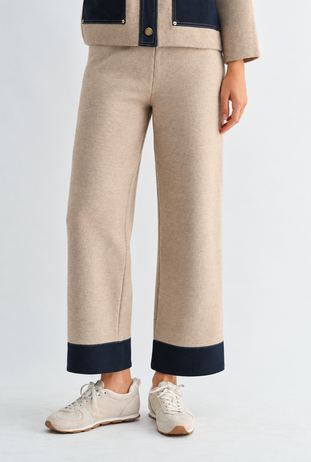 Sorah Knitted Pant with Denim Contrast