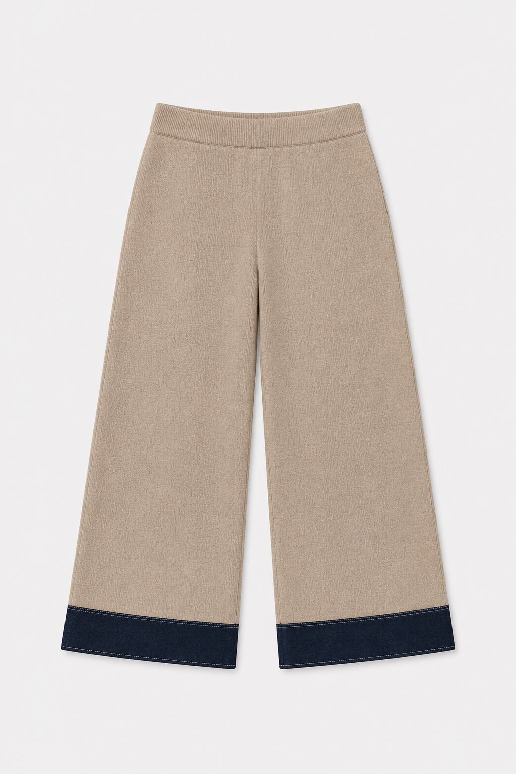 Sorah Knitted Pant with Denim Contrast