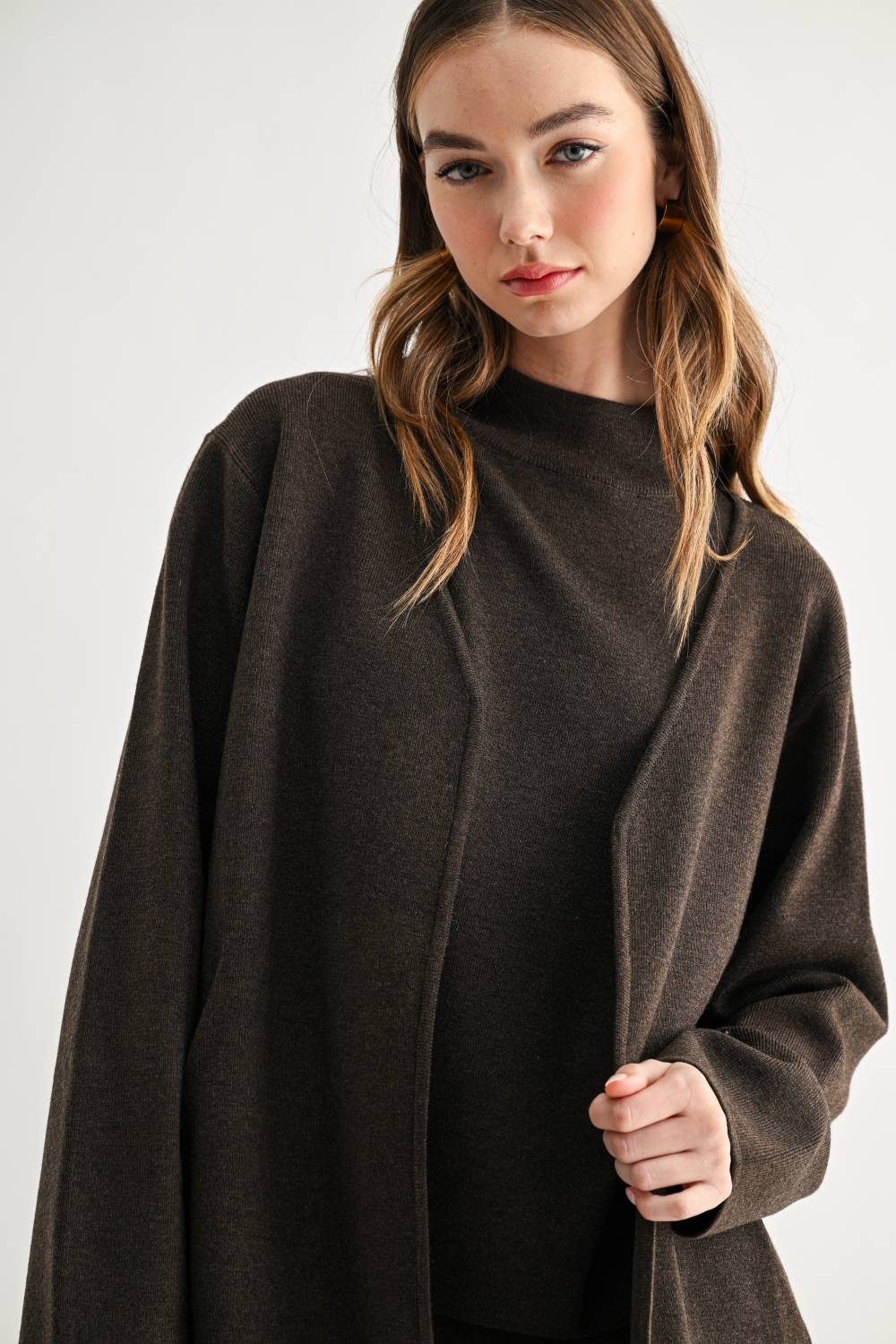 Sabina Oversized Open-Front Knit Cardigan