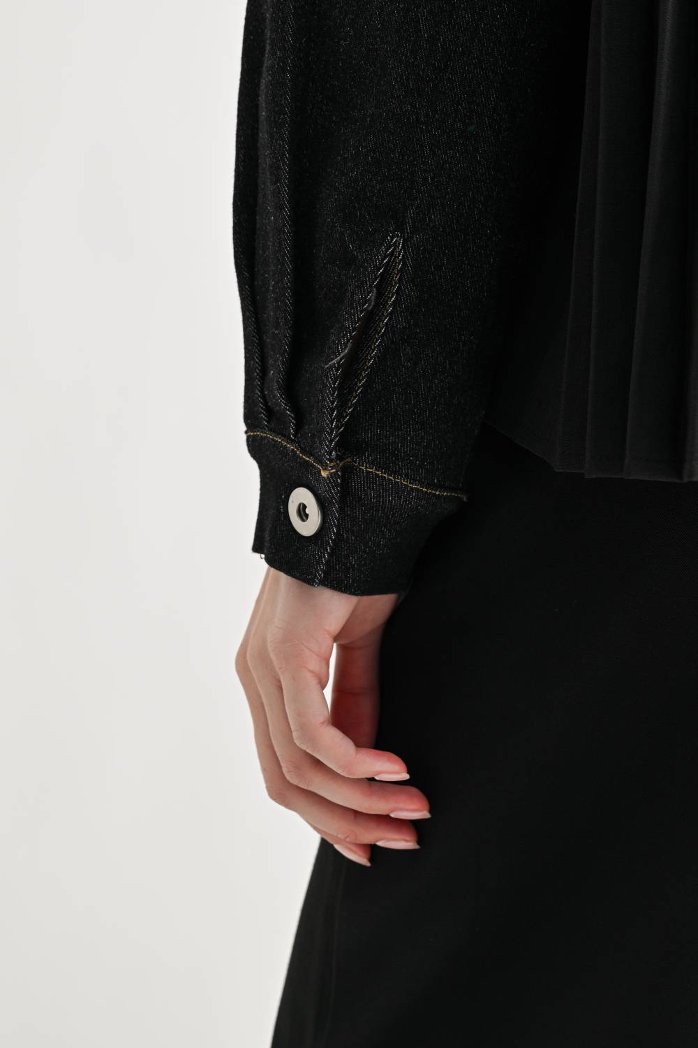 Deborah Denim Pleated Top