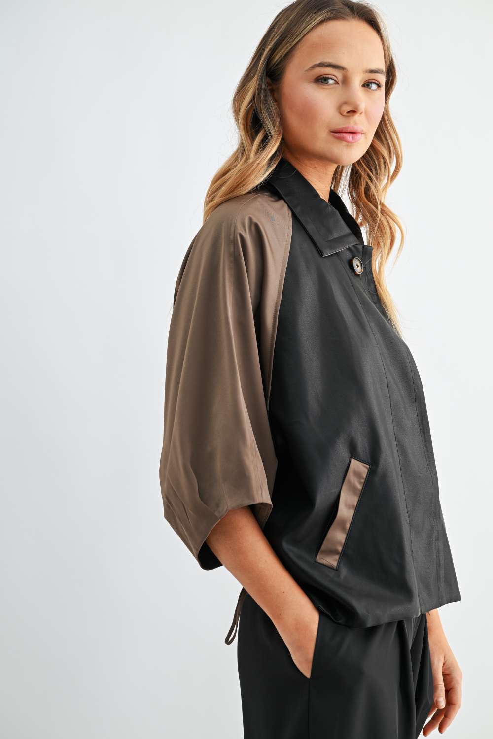 Jason Mix Media Leather Panel Jacket
