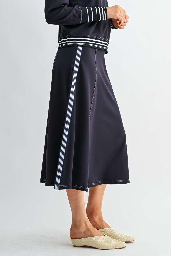 Kyle Stretch Knit Skirt with Contrast Stitching