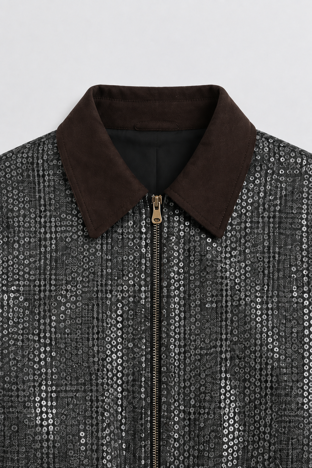 Jezel Sequin Plaid Zip-Up Jacket