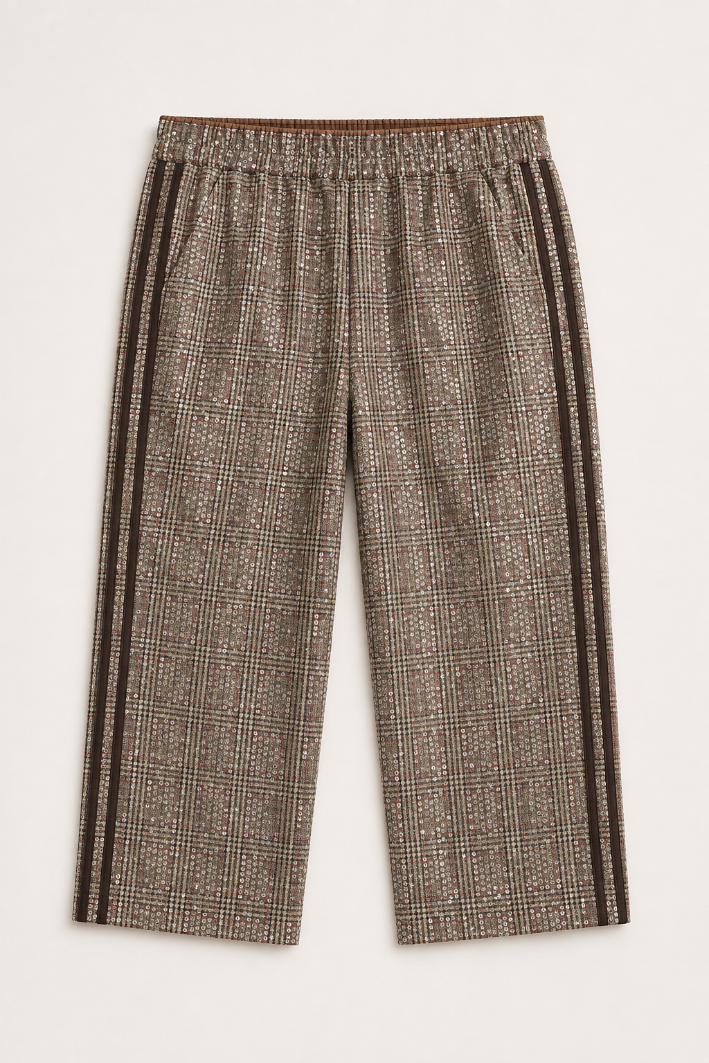 Catelyn Sequin Plaid Pull-On Ankle Pants