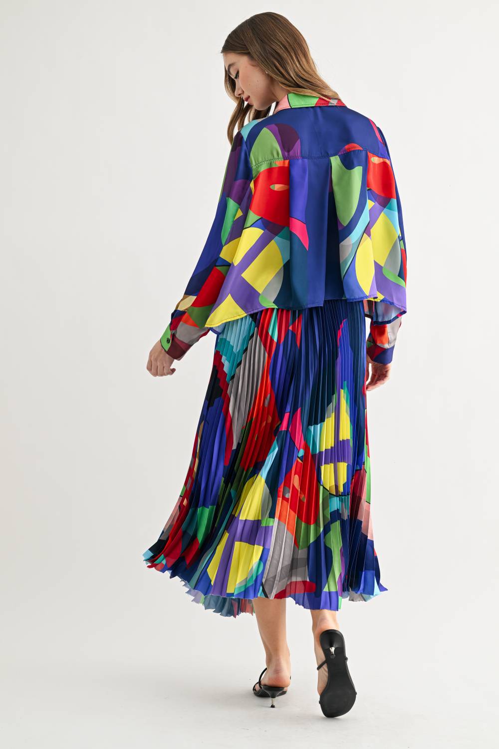 Cheryl Printed Pleated Midi Skirt