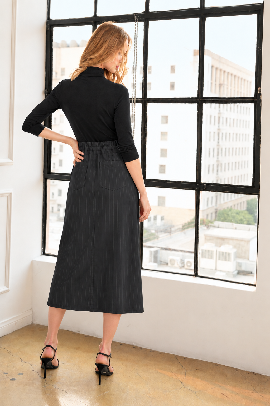 Donna Pleated Skirt with Stonewash Denim