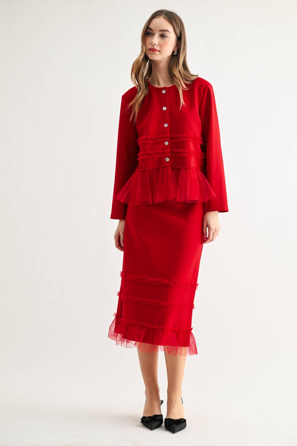 Kaylina Knit Ruffle Cardigan