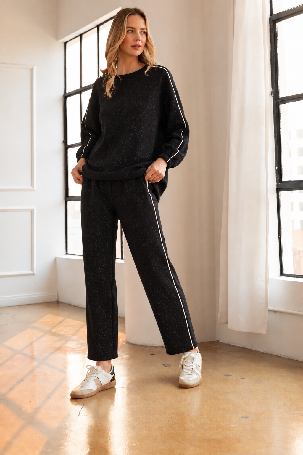 Floriane Stretch French Scuba Knit with Glitter