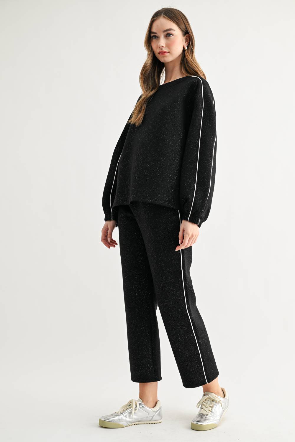 Floriane Stretch French Scuba Knit with Glitter