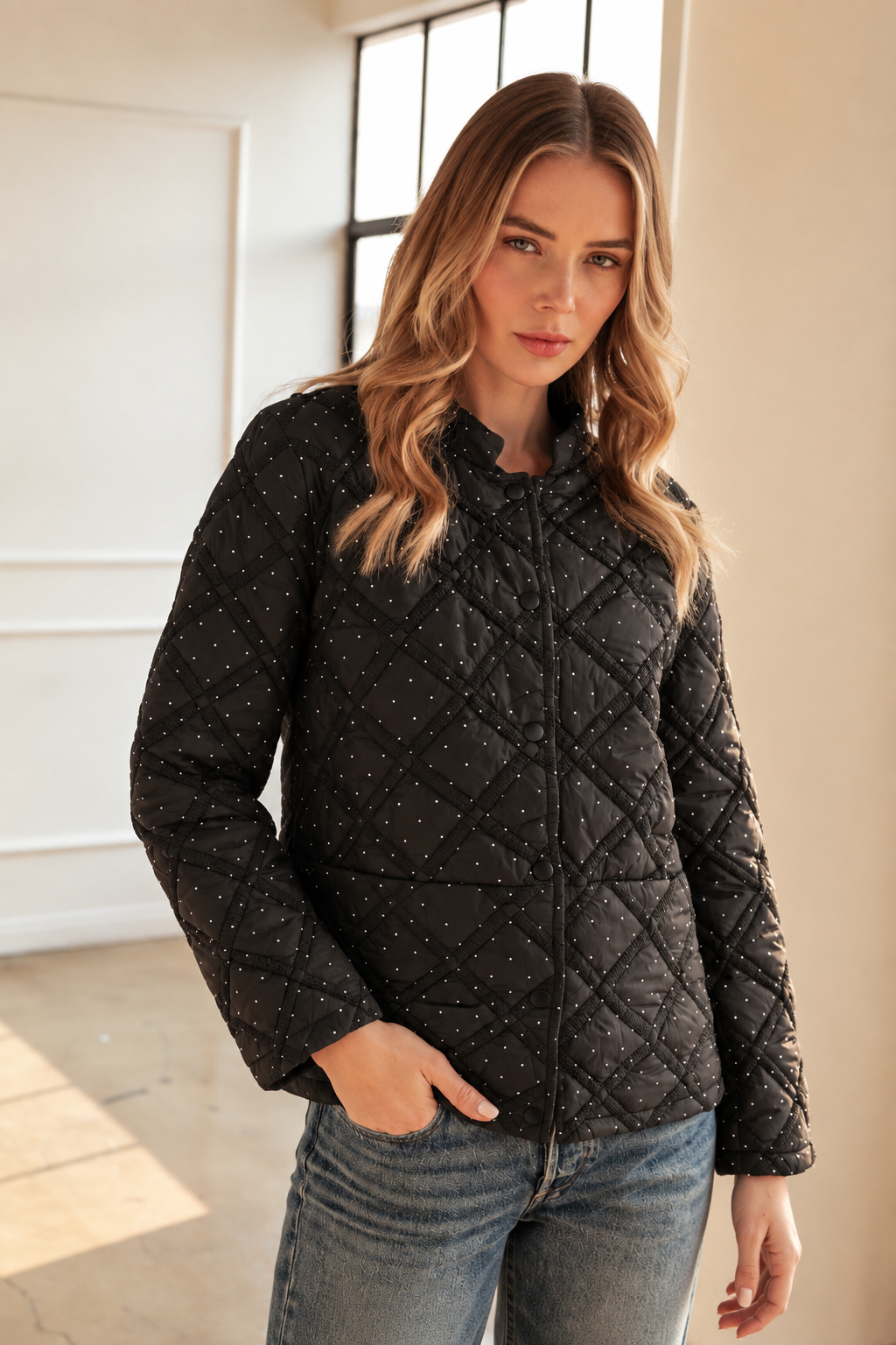 Jessalynn Rhinestone Quilted Jacket