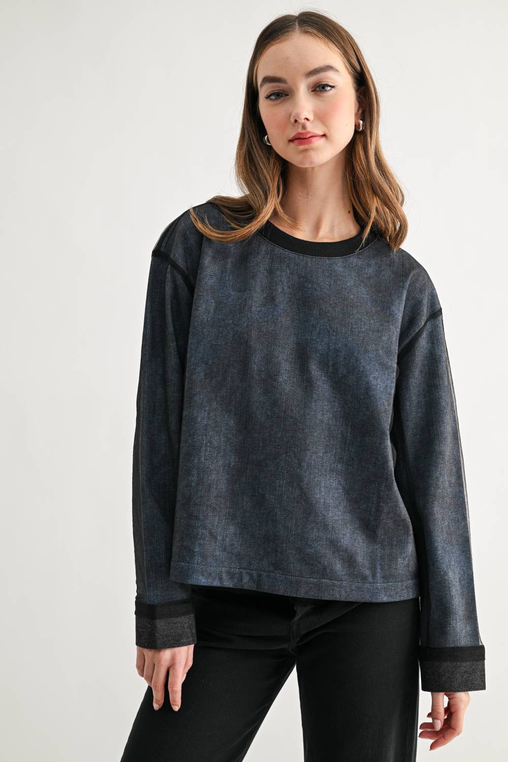 Kalila Mix Media Mesh Overlay Top