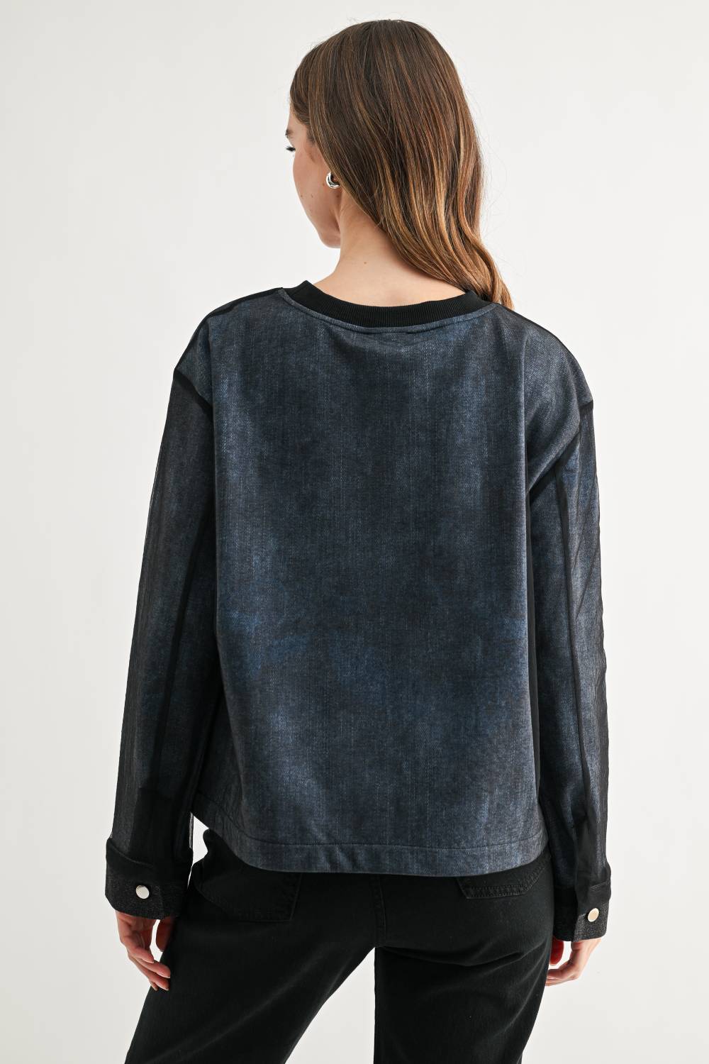 Kalila Mix Media Mesh Overlay Top