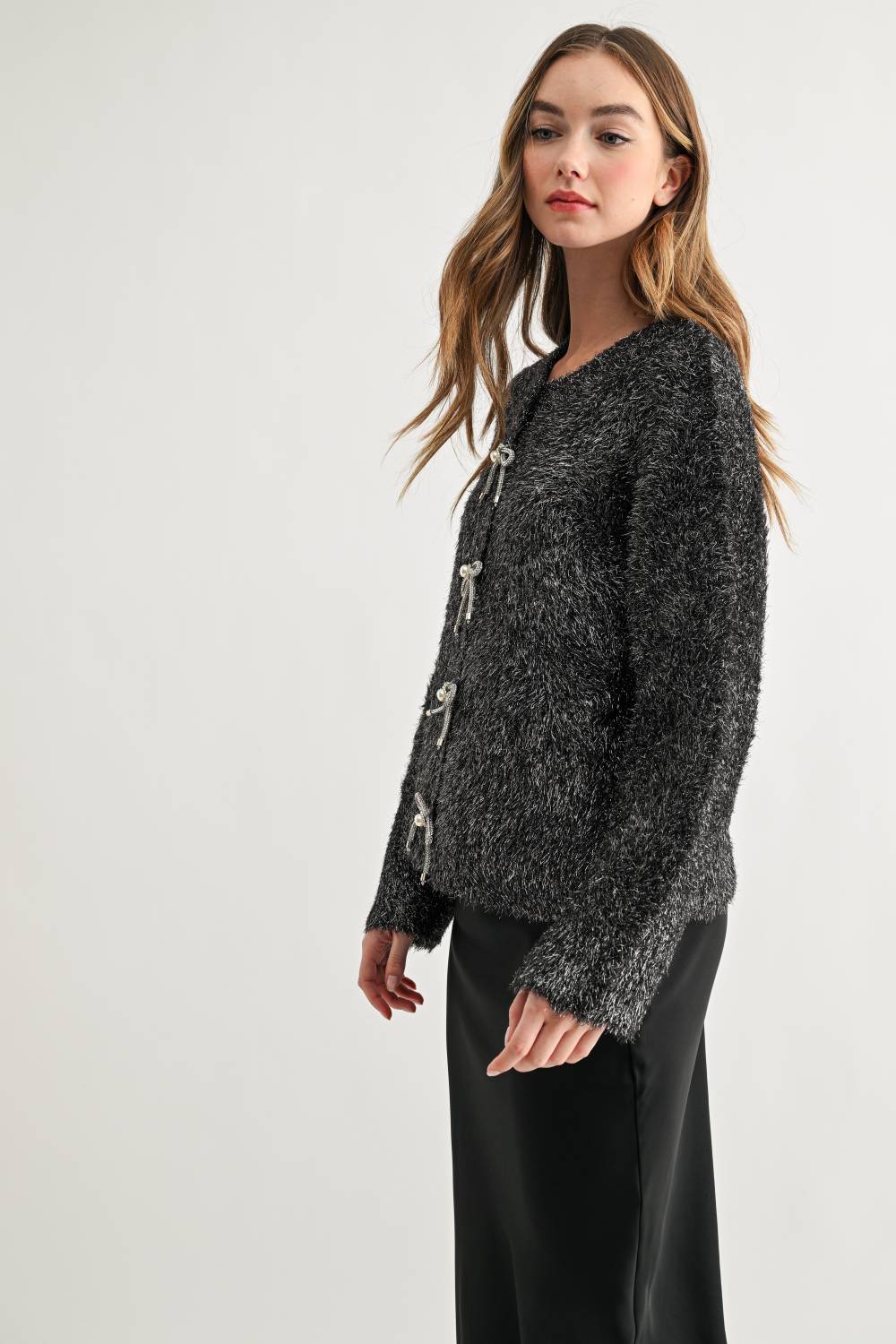 Stephanie Ribbon Bow Knit Cardigan
