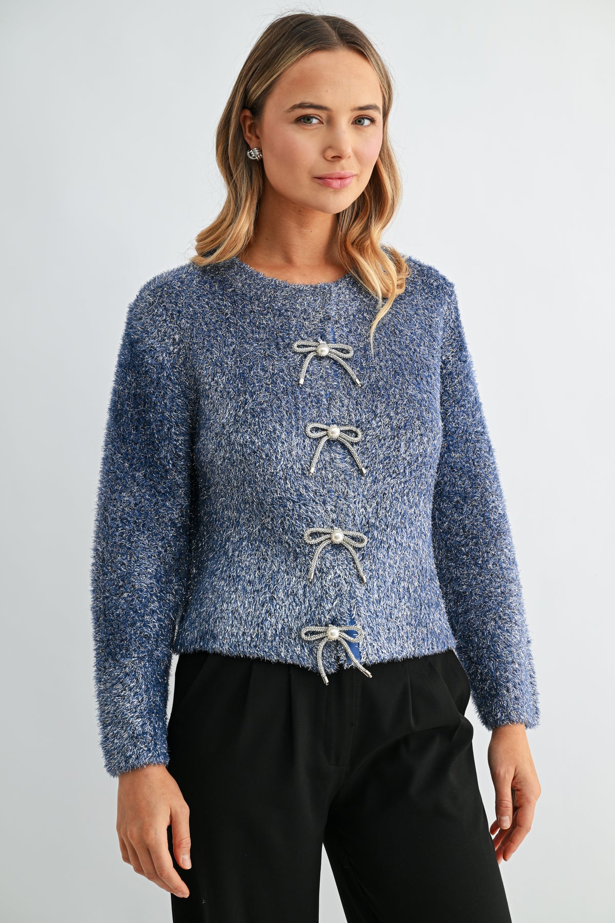 Stephanie Ribbon Bow Knit Cardigan