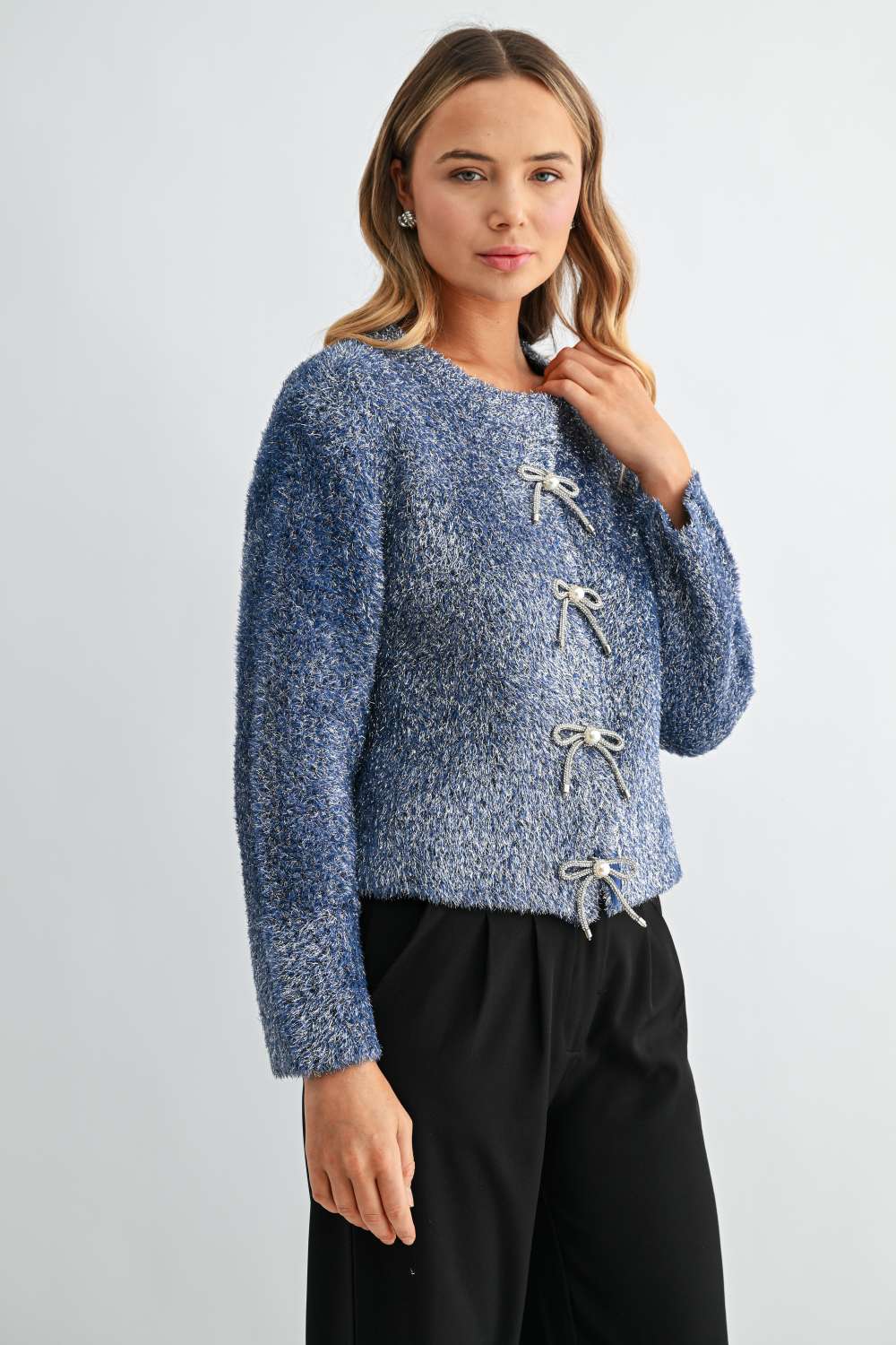 Stephanie Ribbon Bow Knit Cardigan