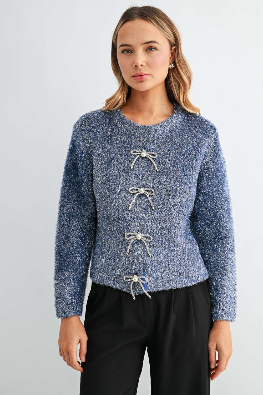 Stephanie Ribbon Bow Knit Cardigan
