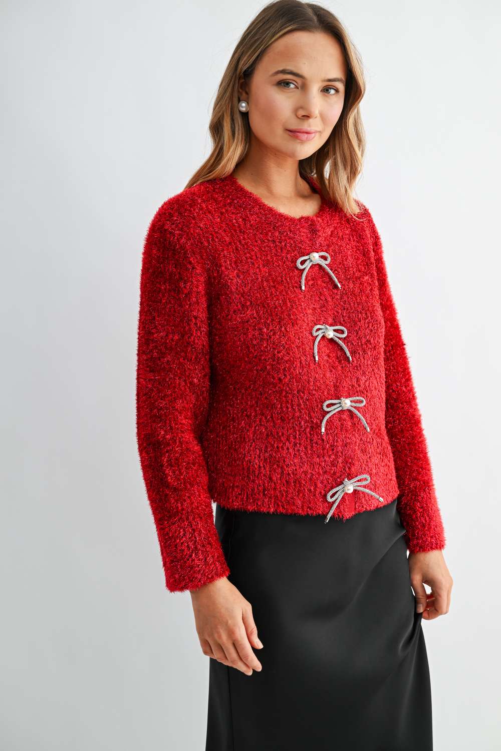 Stephanie Ribbon Bow Knit Cardigan