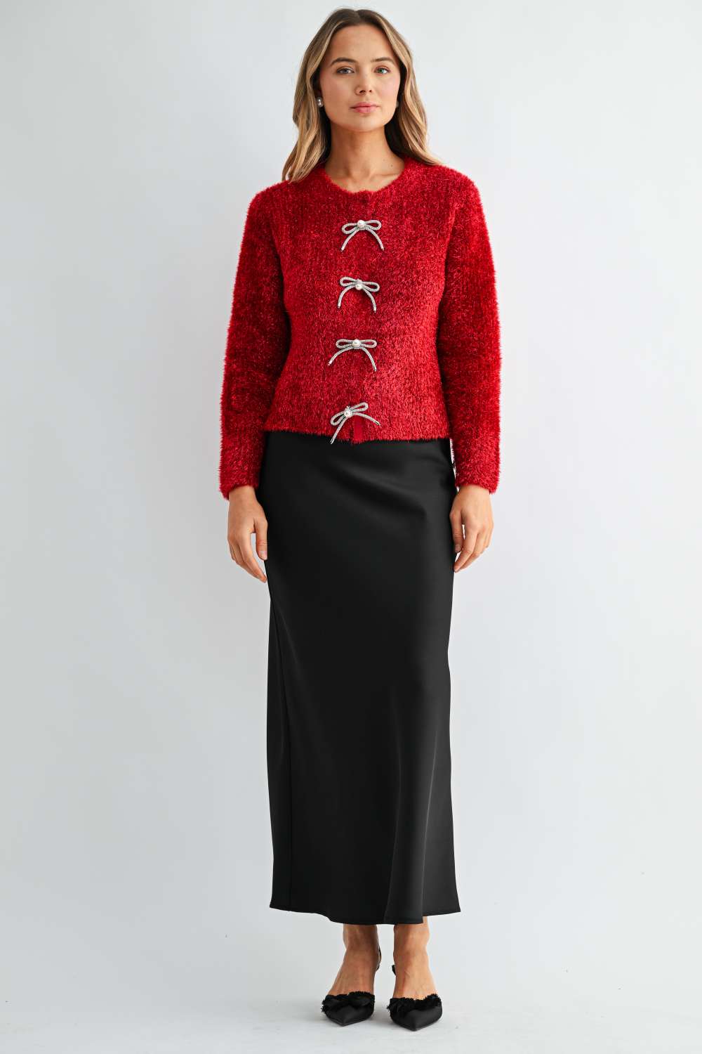 Stephanie Ribbon Bow Knit Cardigan