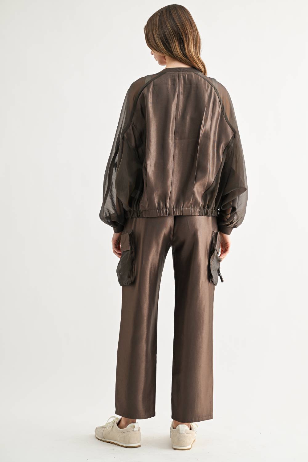 Jelisa Mixed Bomber Sheer Organza Jacket
