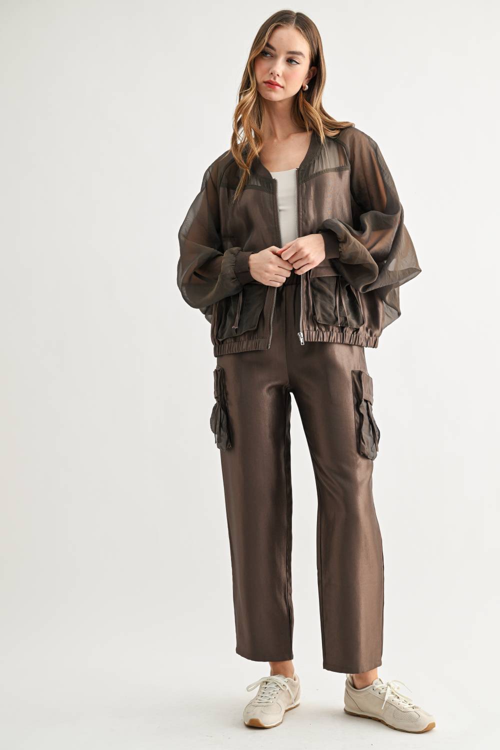 Jelisa Mixed Bomber Sheer Organza Jacket