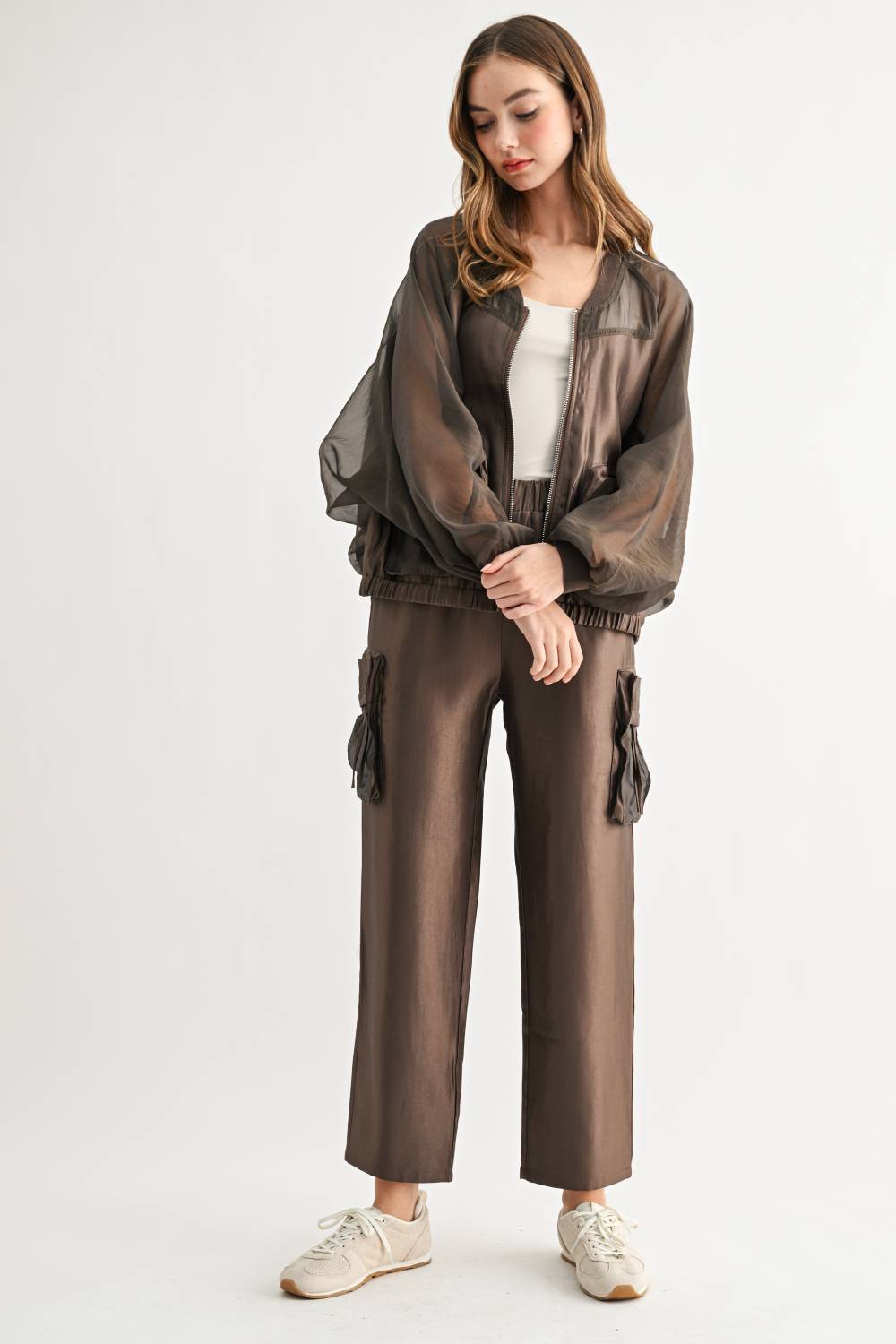 Jay Satin Cargo Straight Leg Pants