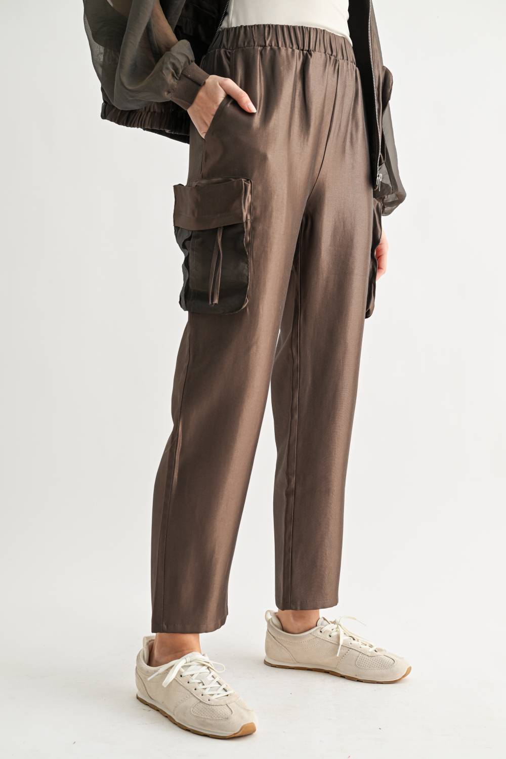 Jay Satin Cargo Straight Leg Pants