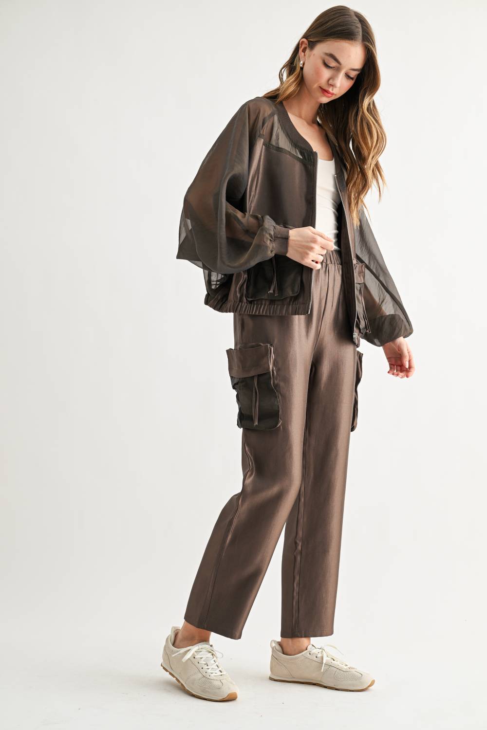 Jelisa Mixed Bomber Sheer Organza Jacket