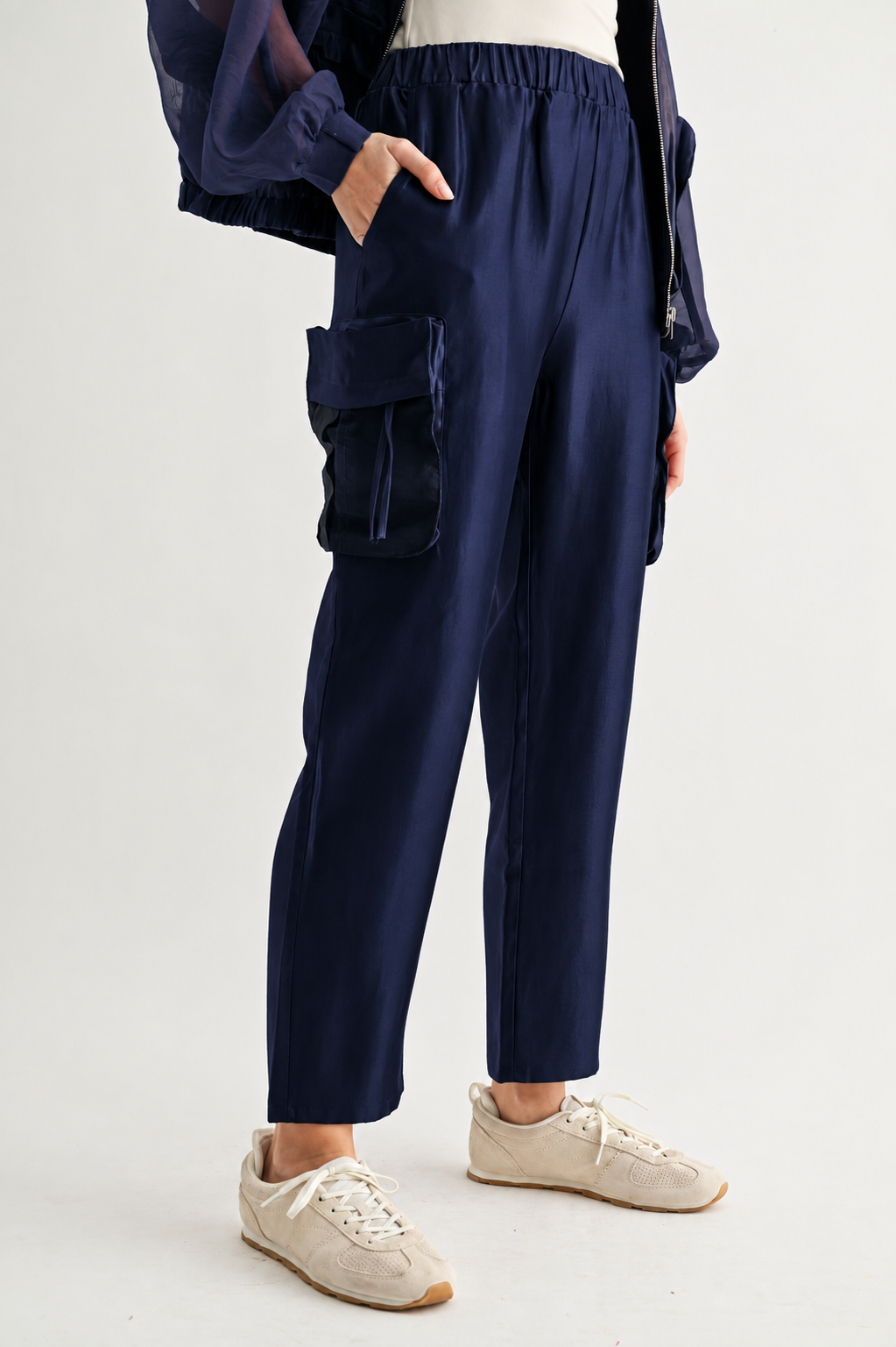 Jay Satin Cargo Straight Leg Pants