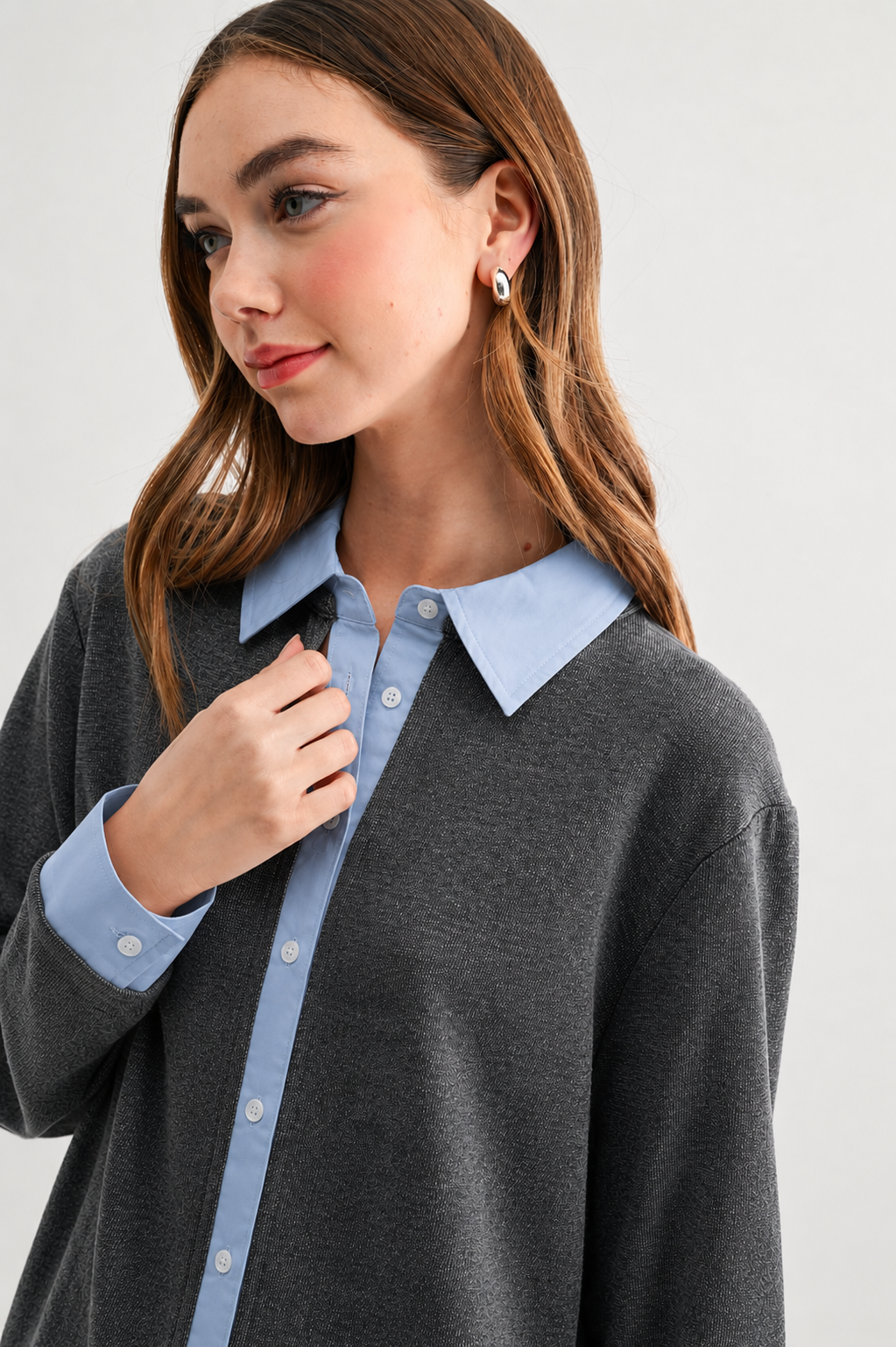 Kevin Layered Knit Collared Sweater Top