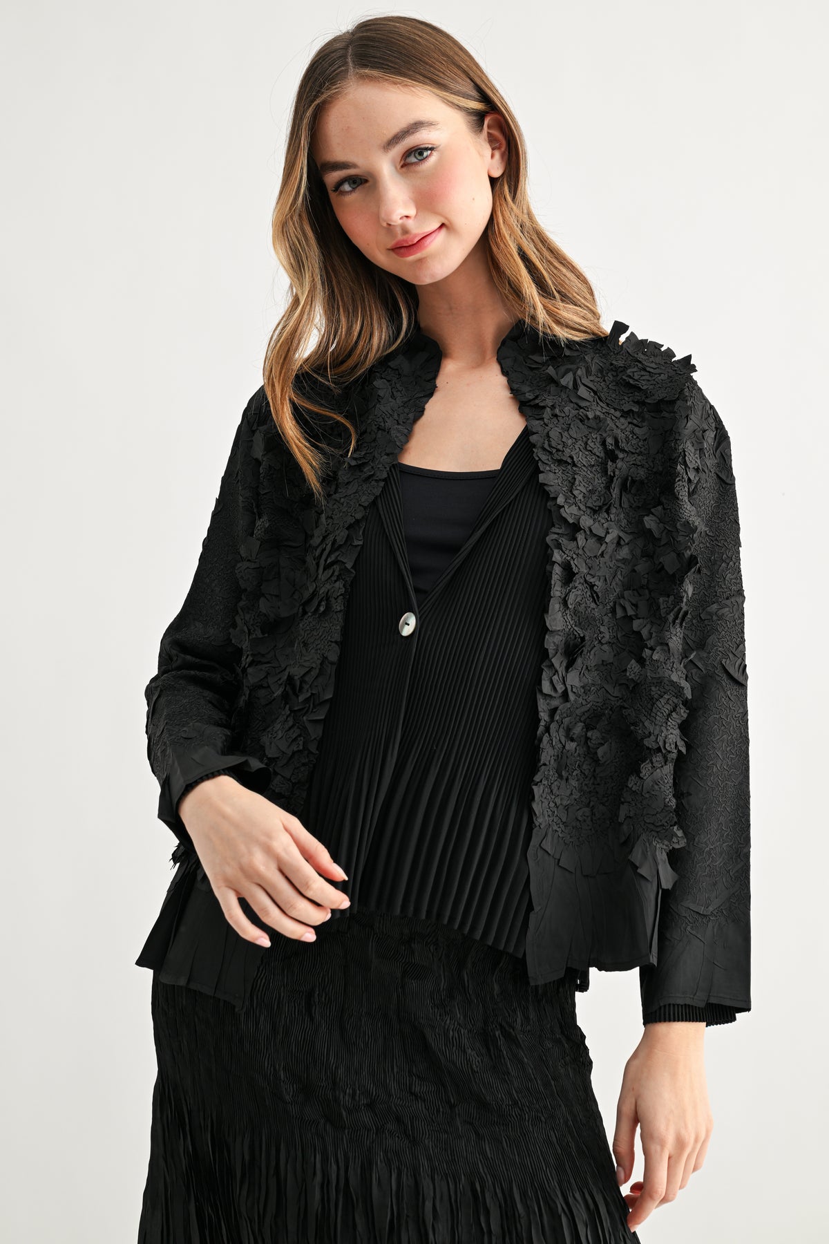 Carter Floral Textured Applique Cardigan